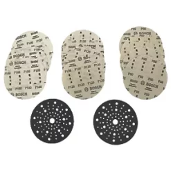 Bosch Sanding Discs Punched 150mm 80 / 120 / 180 Grit 15 Pack