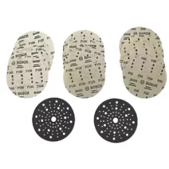 Bosch Sanding Discs Punched 125mm 80 / 120 / 180 Grit 15 Pack